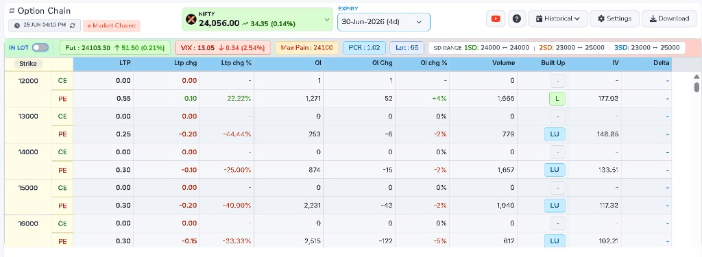 Option Chain (Compact) preview